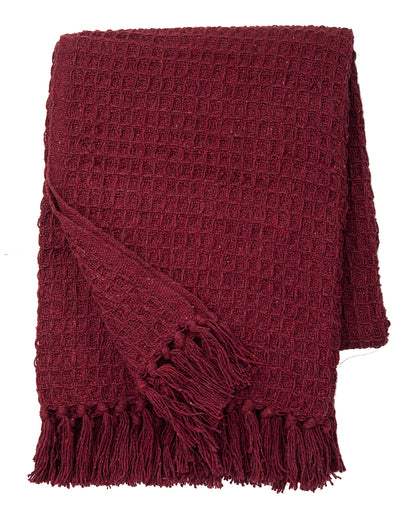 Deep Red Waffle Christmas Throw