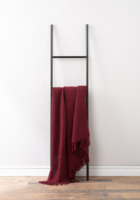 Deep Red Waffle Christmas Throw