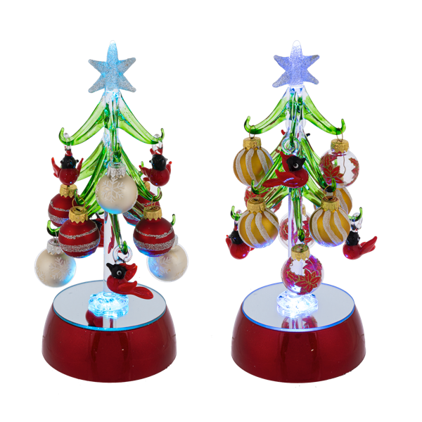 Light Up Christmas Tree with Ornaments - Cardinal, 2 styles