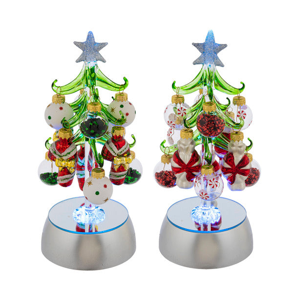 Light Up Christmas Tree with Ornaments - Peppermint, 2 styles