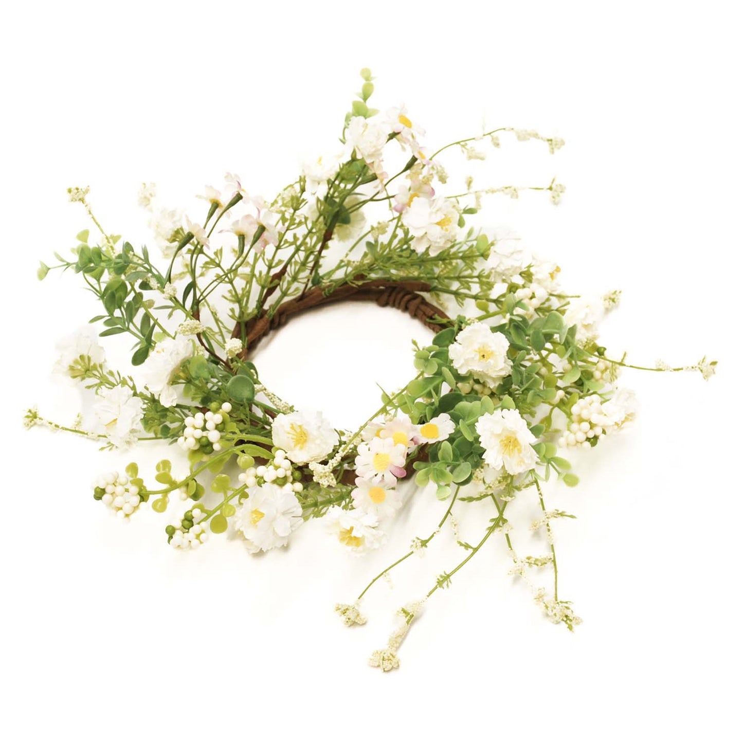 Peppergrass and Cream Flower Candle Ring
