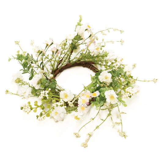 Peppergrass and Cream Flower Candle Ring