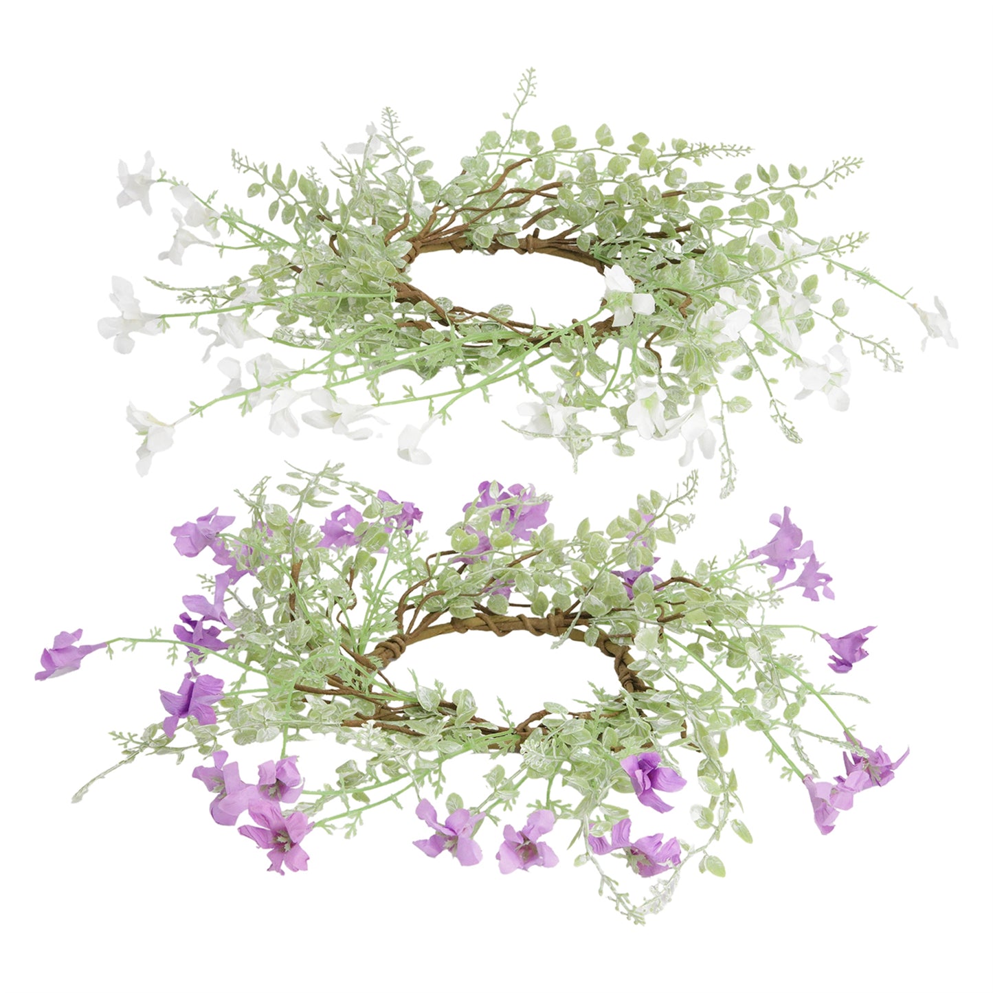 White OR Violet Flower Candle Rings