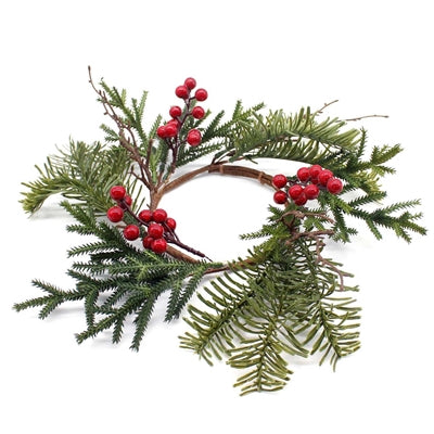 Fir Red Berry Candle Ring