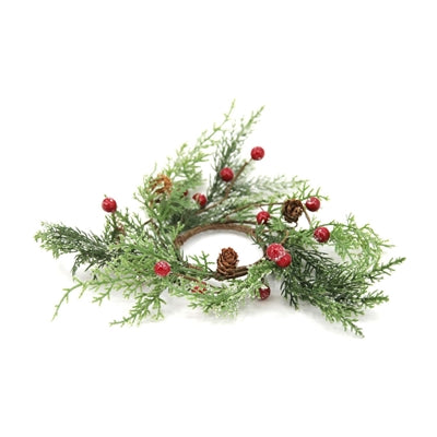 Cedar Burgundy Berry Small Candle Ring