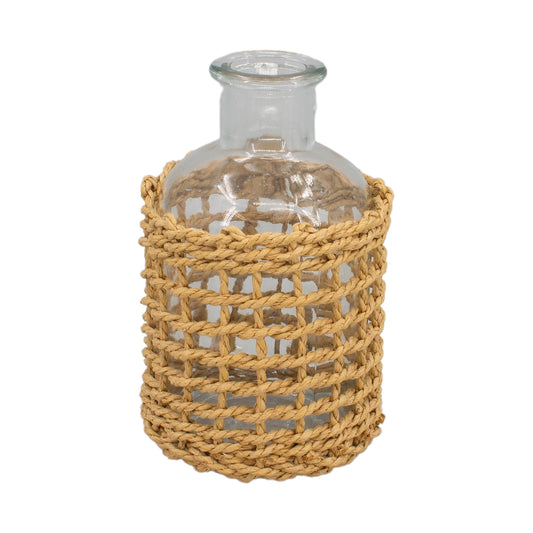 Nicola Glass Bottle with Woven Sleeve