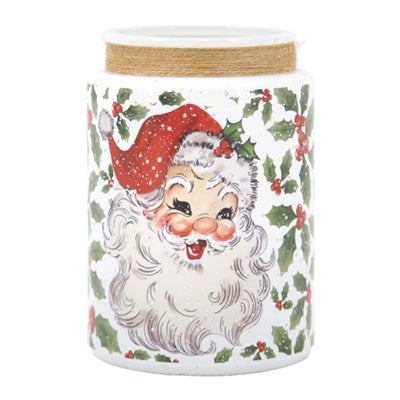 Vintage Santa Holly Jar