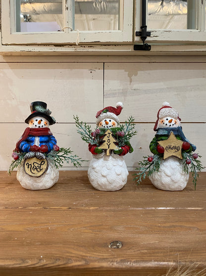 Holiday Snowman w/ Sign, 3 styles