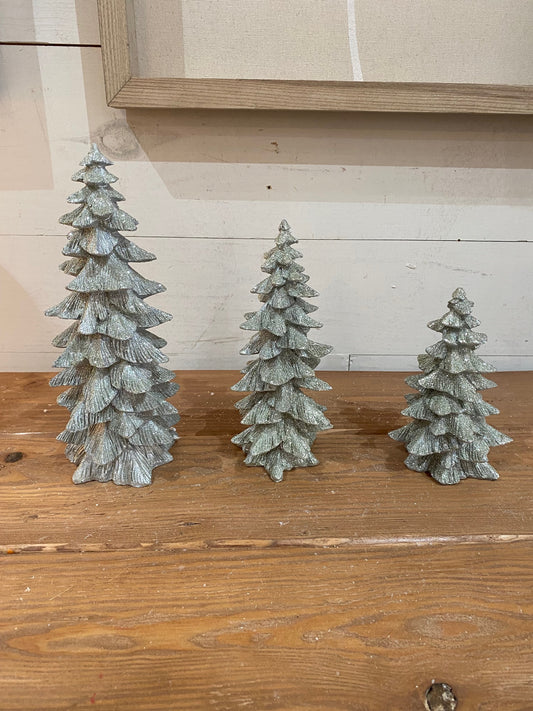 Silver Glitter Trees, 3 sizes