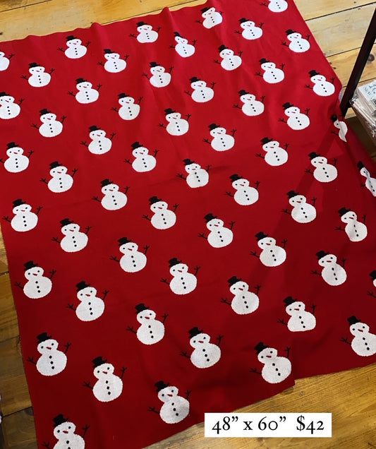 Red Snowman Blanket