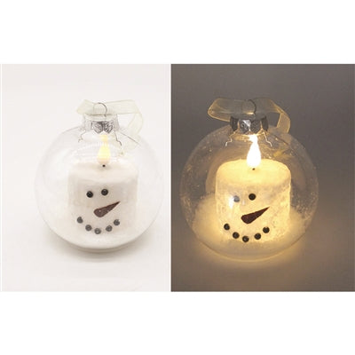 Ornament w/ Snowman LED Candle