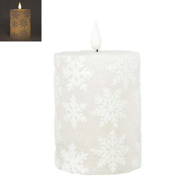 White Snowflake LED Pillar, 2 sizes