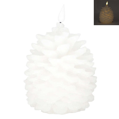 White Pinecone LED Candle, 2 sizes