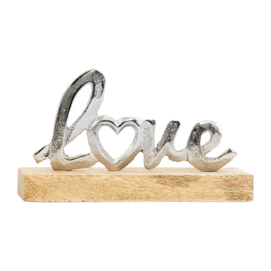 Metal Love on Wood Stand