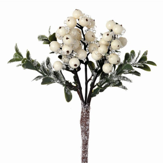 Berry Boxwood Pick, White