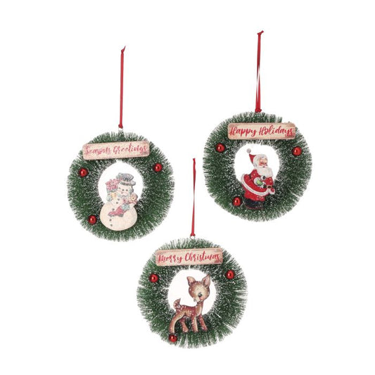 Retro Wreath Ornaments, 3 styles