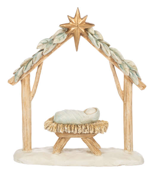 Watercolor Baby Jesus in Manger Figurine