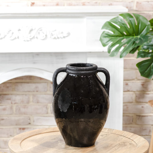 Lauren Gloss Black Handle Vase