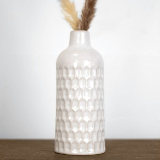 Jess White Honeycomb Vase