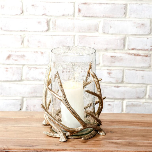 Gold Antler Hurricane Glass