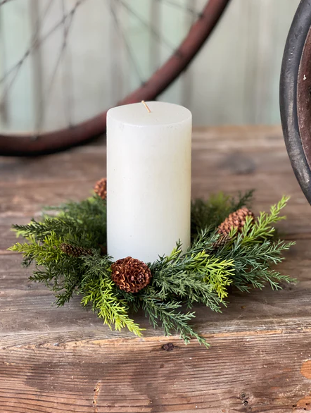 Prickly Pine Candle Ring, Green
