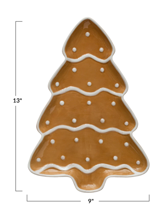 Ceramic Gingerbread Tree Shaped Platter