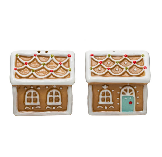 Ceramic Gingerbread House Salt & Pepper Shakers