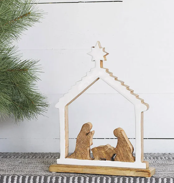 White Enamel Nativity Scene