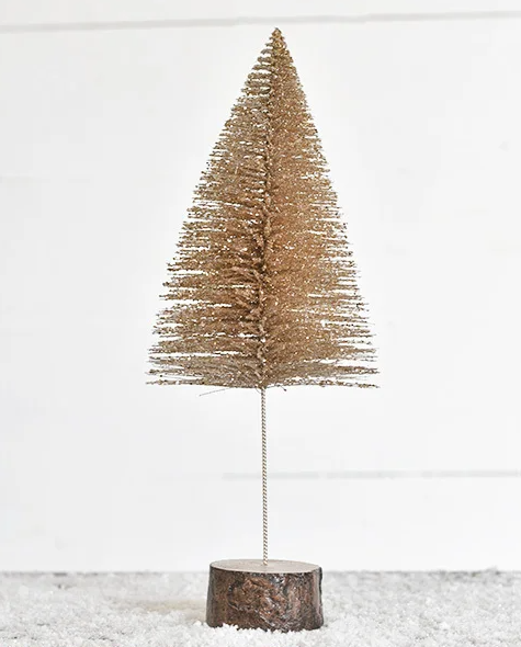 Champagne Glitter Tree Wood Slice Base