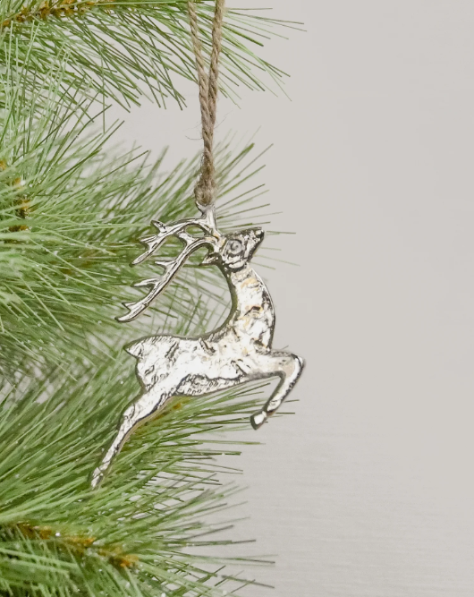 Silver Metal Deer Ornament