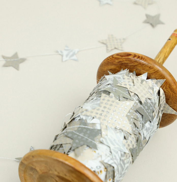 Silver Paper Star Garland on Spool