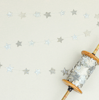 Silver Paper Star Garland on Spool