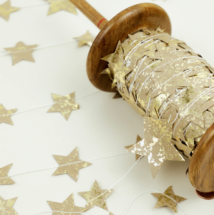 Brown Paper Star Garland on Spool