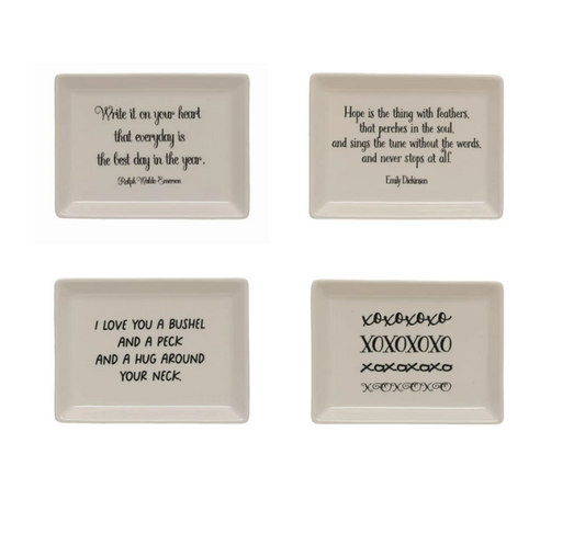 Stoneware Plates with Sayings, 4 styles