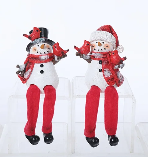 Snowman with Cardinal Shelf Sitter, 2 styles