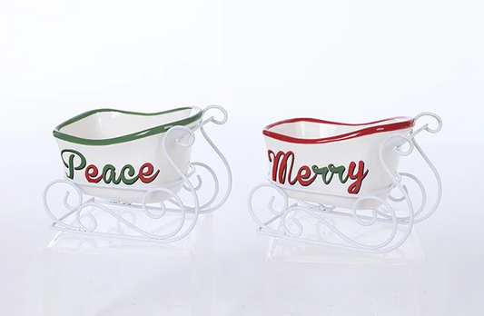 Cermaic Sleigh Sentiment, 2 styles