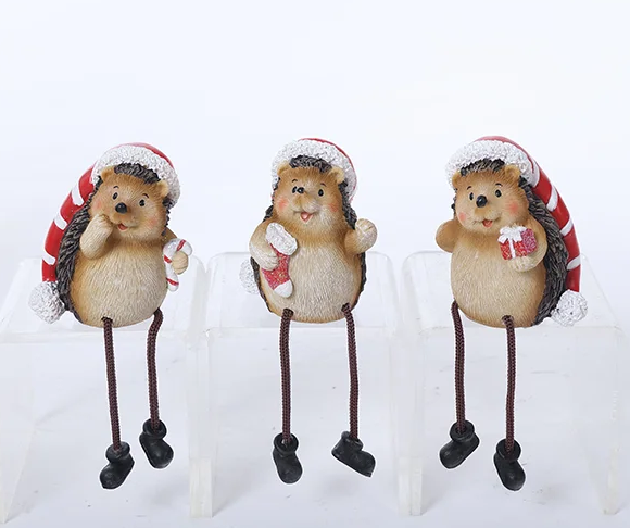 Christmas Hedgehog w/ Dangling Legs, 3 styles