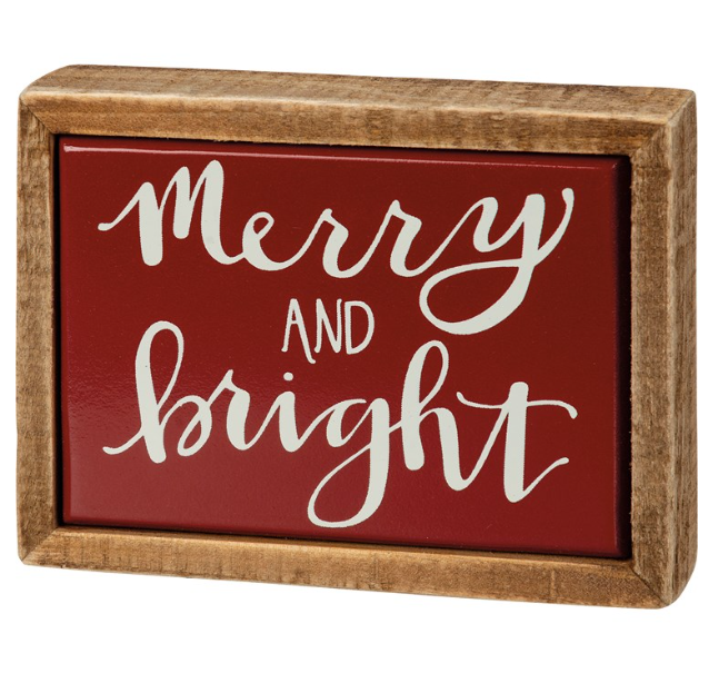 Merry And Bright Box Sign Mini