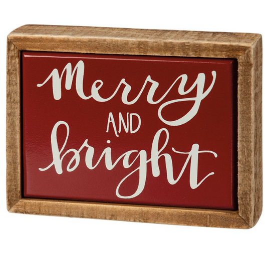 Merry And Bright Box Sign Mini