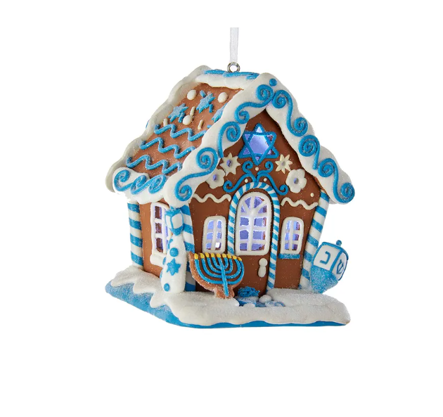 Gingerbread LED Hanukkah House Ornament