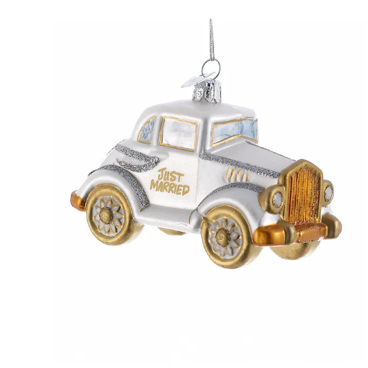 Wedding Car Glass Ornament