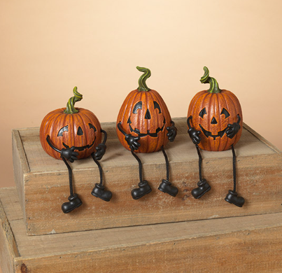 Resin Halloween Pumpkin Shelf Sitter, 3 styles