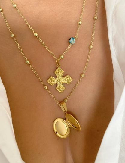 Gold Cross, Photo Charm Necklaces