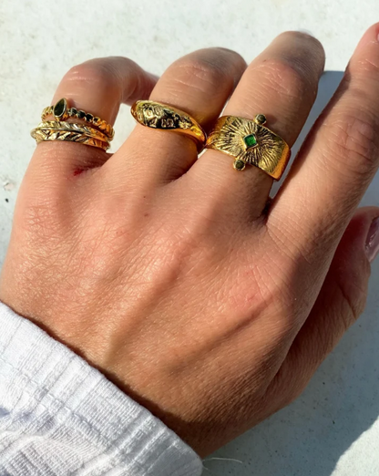 Green Stone Stackable Rings, 4 styles