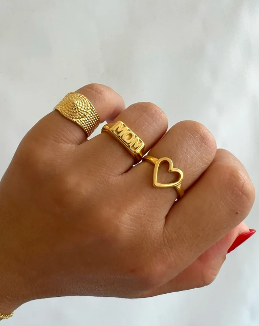 Mom Gold Stackable Rings, 3 styles