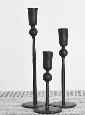 Black Iron Ball Candle Stands, 3 sizes