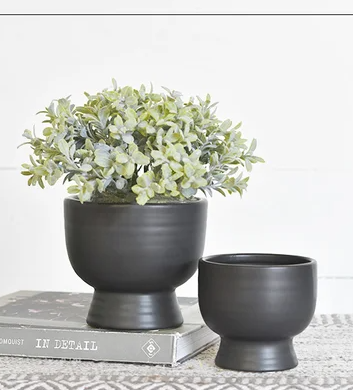 Black Round Planters, 2 sizes