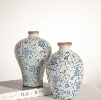 Blue Floral Vase, 2 sizes