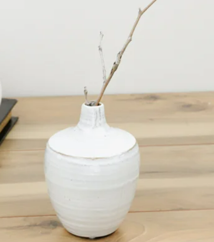 Jean White Skinny Neck Vase
