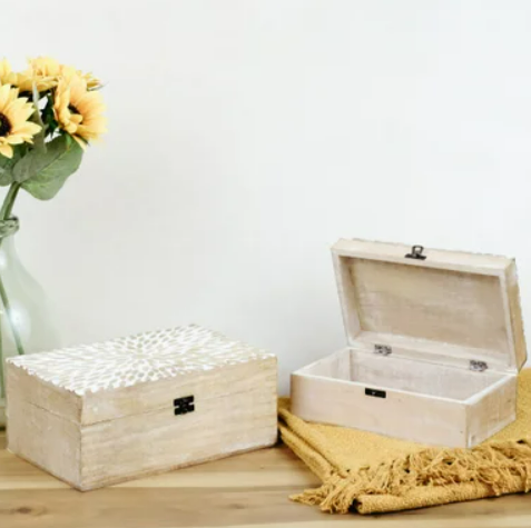 Flowery Print Wood Box, 2 sizes